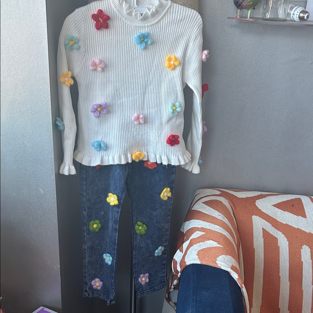 Lola + the boys flower sweater and jeans set